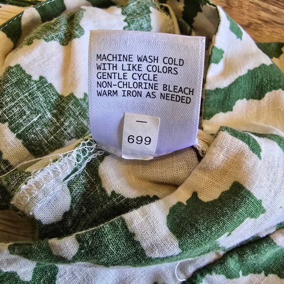 Rachel Zoe Wide Leg Boho Cropped Linen Pants EUC- Women's Size M - Green/Cream - Picture 8 of 11